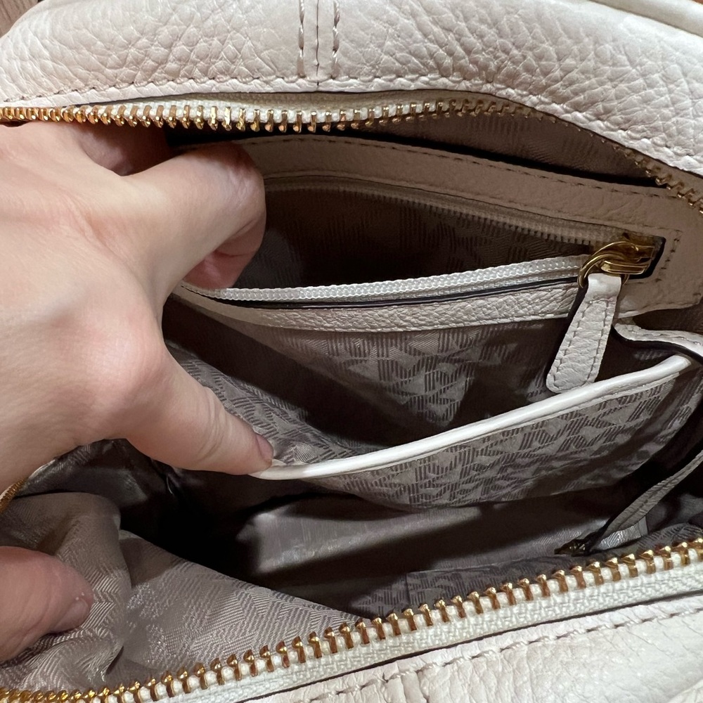 Pre-owned Michael Kors Rhea Zip Leather Backpack Chalk Cream Python Color Bag - Picture 9 of 12